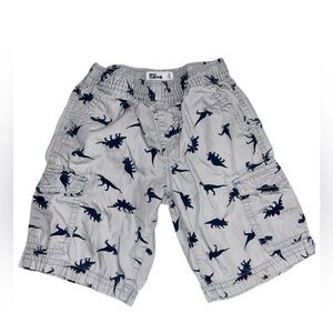 Gray Dinosaur Print Cargo Shorts